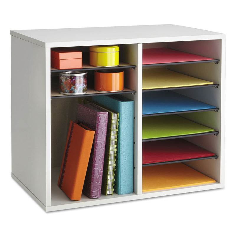 Safco Fiberboard Literature Sorter, 12 Compartments, 19.63 x 11.88 x 16.13, Gray