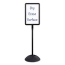 Safco Double Sided Sign, Magnetic/Dry Erase Steel, 18 x 18, White, Black Frame