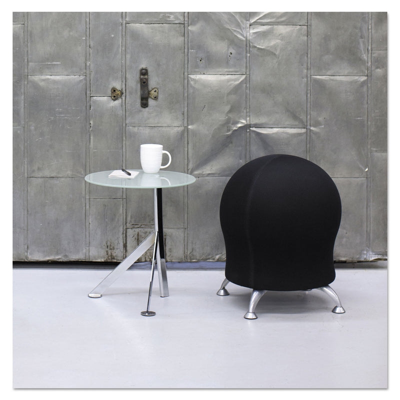 Safco Zenergy Ball Chair, Backless, Supports Up to 250 lb, Black Fabric Seat, Silver Base