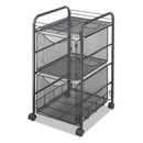 Safco Onyx Mesh Mobile Double File, Metal, 1 Shelf, 2 Drawers, 15.75" x 17" x 27", Black