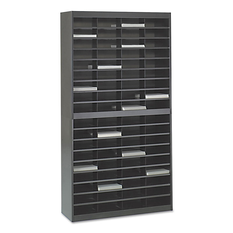 Safco Steel/Fiberboard E-Z Stor Sorter, 72 Compartments, 37.5 x 12.75 x 71, Black