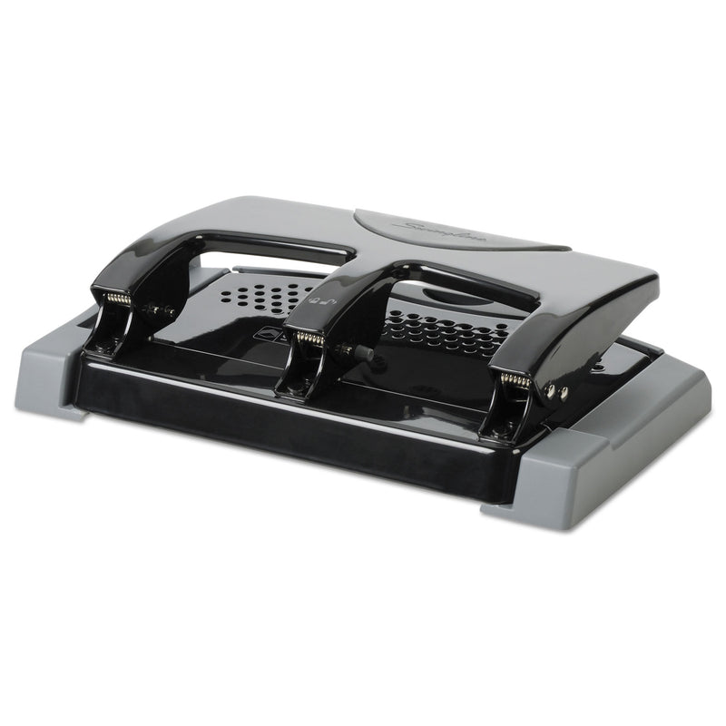 Swingline 45-Sheet SmartTouch Three-Hole Punch, 9/32" Holes, Black/Gray