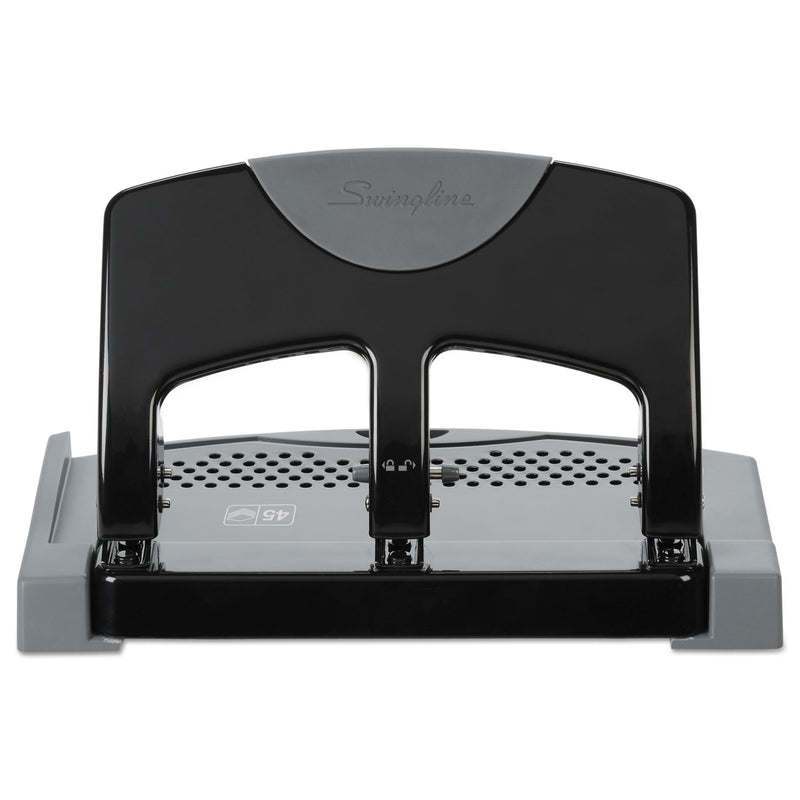 Swingline 45-Sheet SmartTouch Three-Hole Punch, 9/32" Holes, Black/Gray
