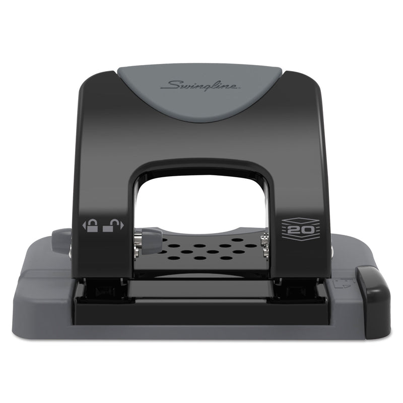 Swingline 20-Sheet SmartTouch Two-Hole Punch, 9/32" Holes, Black/Gray