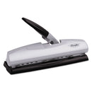 Swingline 20-Sheet LightTouch Desktop Two- to Seven-Hole Punch, 9/32" Holes, Silver/Black