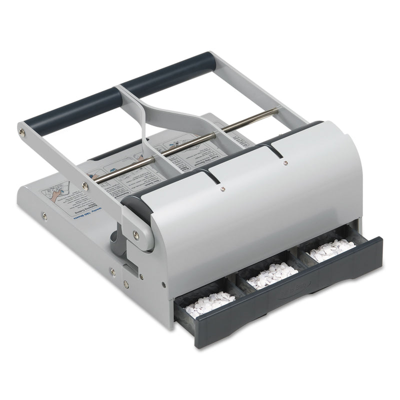 Swingline 160-Sheet Antimicrobial Protected High-Capacity Adjustable Punch, Two- to Three-Hole, 9/32" Holes, Putty/Gray