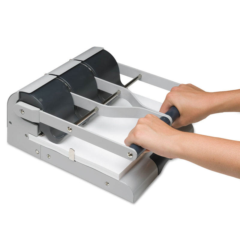 Swingline 160-Sheet Antimicrobial Protected High-Capacity Adjustable Punch, Two- to Three-Hole, 9/32" Holes, Putty/Gray