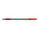 BIC Round Stic Grip Xtra Comfort Ballpoint Pen, Stick, Fine 0.8 mm, Red Ink, Gray/Red Barrel, Dozen