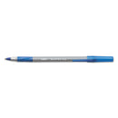 BIC Round Stic Grip Xtra Comfort Ballpoint Pen, Stick, Fine 0.8 mm, Blue Ink, Gray/Blue Barrel, Dozen