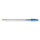 BIC Cristal Xtra Smooth Ballpoint Pen, Stick, Medium 1 mm, Blue Ink, Clear Barrel, Dozen