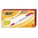 BIC Clic Stic Ballpoint Pen, Retractable, Medium 1 mm, Red Ink, White Barrel, Dozen