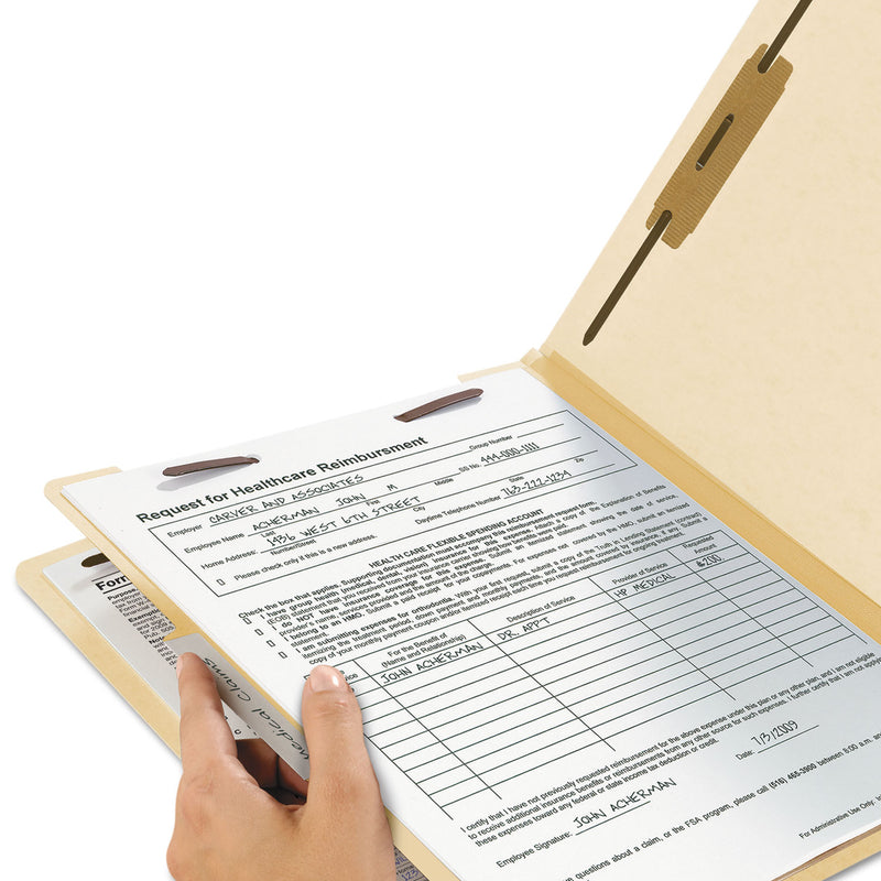 Smead Manila Four- and Six-Section Top Tab Classification Folders, 1 Divider, Legal Size, Manila, 10/Box