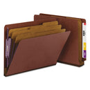 Smead End Tab Pressboard Classification Folders with SafeSHIELD Coated Fasteners, 3 Dividers, Letter Size, Red, 10/Box