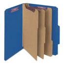 Smead Eight-Section Pressboard Top Tab Classification Folders with SafeSHIELD Fasteners, 3 Dividers, Legal Size, Dark Blue, 10/Box