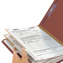 Smead Pressboard Classification Folders with SafeSHIELD Coated Fasteners, 1/3-Cut, 2 Dividers, Letter Size, Red, 10/Box