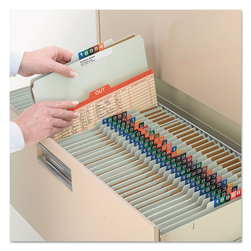 Smead 100% Recycled Pressboard Classification Folders, 3 Dividers, Legal Size, Gray-Green, 10/Box