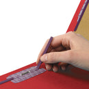 Smead End Tab Pressboard Classification Folders with SafeSHIELD Fasteners, 2 Dividers, Letter Size, Bright Red, 10/Box