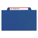 Smead 6-Section Pressboard Top Tab Pocket-Style Classification Folder, SafeSHIELD Fasteners, 2 Dividers, Legal, Dark Blue, 10/Box