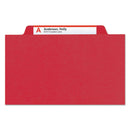 Smead Eight-Section Pressboard Top Tab Classification Folders with SafeSHIELD Fasteners, 3 Dividers, Letter Size, Bright Red, 10/BX