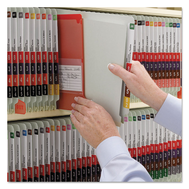 Smead End Tab Pressboard Classification Folders with SafeSHIELD Coated Fasteners, 1 Divider, Legal Size, Gray-Green, 10/Box