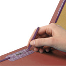 Smead End Tab Pressboard Classification Folders with SafeSHIELD Coated Fasteners, 3 Dividers, Letter Size, Red, 10/Box