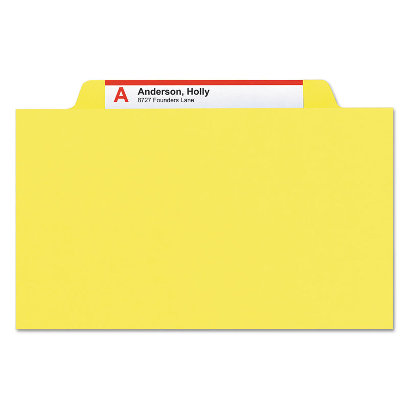 Smead Colored Top Tab Classification Folders, 2 Dividers, Letter Size, Yellow, 10/Box