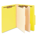 Smead Colored Top Tab Classification Folders, 2 Dividers, Letter Size, Yellow, 10/Box