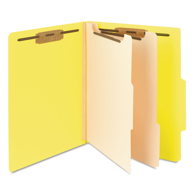 Smead Colored Top Tab Classification Folders, 2 Dividers, Letter Size, Yellow, 10/Box
