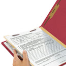 Smead Colored Top Tab Classification Folders, 1 Divider, Letter Size, Red, 10/Box