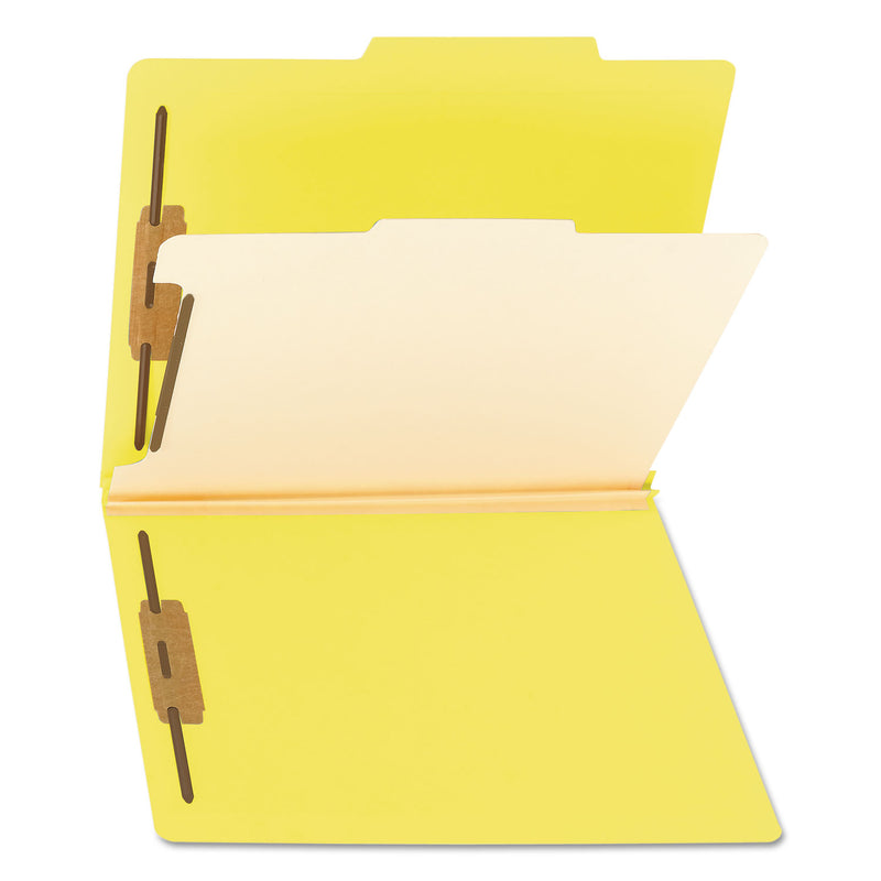 Smead Colored Top Tab Classification Folders, 1 Divider, Letter Size, Yellow, 10/Box