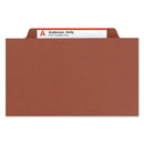 Smead 100% Recycled Pressboard Classification Folders, 1 Divider, Letter Size, Red, 10/Box