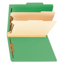 Smead Colored Top Tab Classification Folders, 2 Dividers, Letter Size, Green, 10/Box