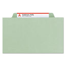 Smead 100% Recycled Pressboard Classification Folders, 1 Divider, Letter Size, Gray-Green, 10/Box
