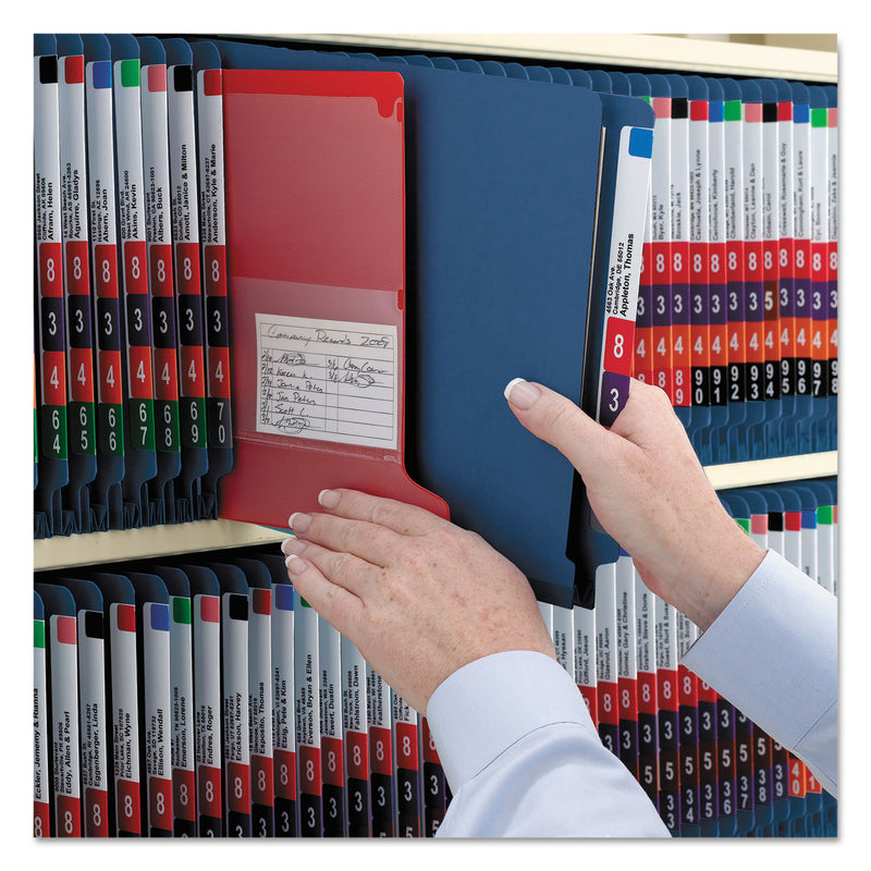 Smead End Tab Pressboard Classification Folders with SafeSHIELD Fasteners, 2 Dividers, Letter Size, Dark Blue, 10/Box