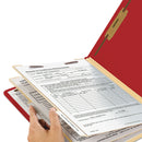 Smead Colored Top Tab Classification Folders, 2 Dividers, Letter Size, Red, 10/Box