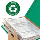 Smead 100% Recycled Pressboard Classification Folders, 2 Dividers, Letter Size, Green, 10/Box