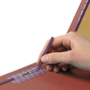 Smead Pressboard Classification Folders with SafeSHIELD Coated Fasteners, 1/3-Cut, 2 Dividers, Letter Size, Red, 10/Box