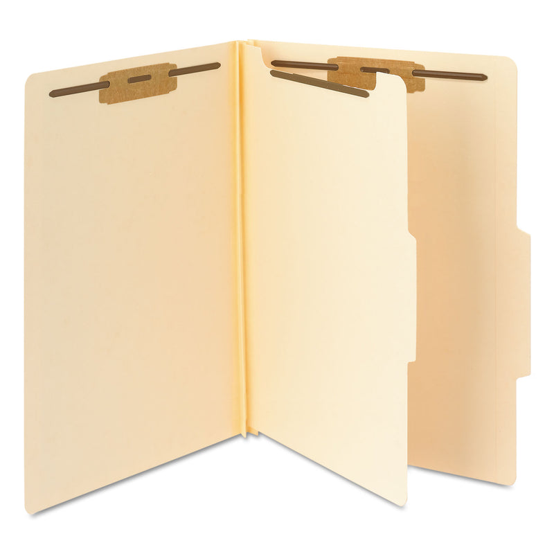 Smead Manila Four- and Six-Section Top Tab Classification Folders, 1 Divider, Legal Size, Manila, 10/Box