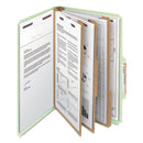 Smead Pressboard Classification Folders with SafeSHIELD Coated Fasteners, 2/5 Cut, 3 Dividers, Legal Size, Gray-Green, 10/Box