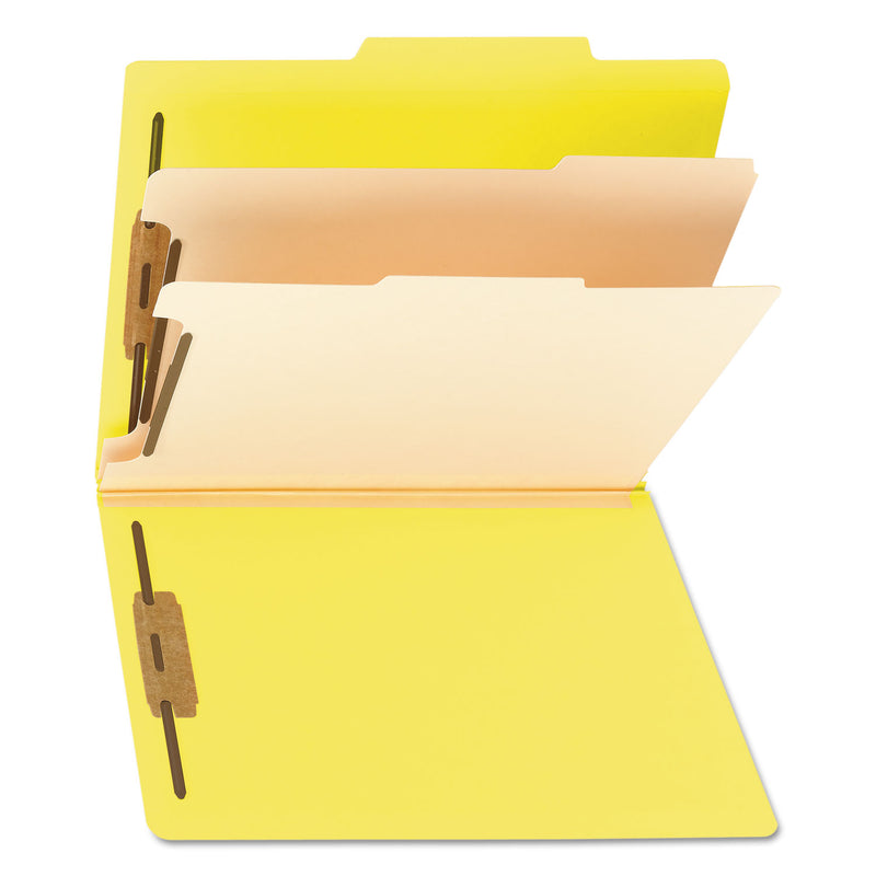 Smead Colored Top Tab Classification Folders, 2 Dividers, Letter Size, Yellow, 10/Box