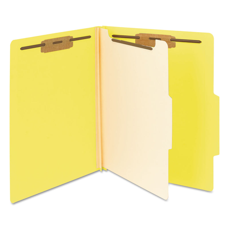 Smead Colored Top Tab Classification Folders, 1 Divider, Letter Size, Yellow, 10/Box