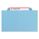 Smead Eight-Section Pressboard Top Tab Classification Folders with SafeSHIELD Fasteners, 3 Dividers, Legal Size, Blue, 10/Box