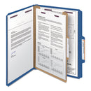 Smead Four-Section Pressboard Top Tab Classification Folders with SafeSHIELD Fasteners, 1 Divider, Letter Size, Dark Blue, 10/Box