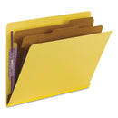 Smead End Tab Colored Pressboard Classification Folders with SafeSHIELD Coated Fasteners, 2 Dividers, Letter Size, Yellow, 10/Box
