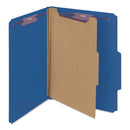 Smead Four-Section Pressboard Top Tab Classification Folders with SafeSHIELD Fasteners, 1 Divider, Letter Size, Dark Blue, 10/Box