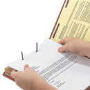 Smead Pressboard Classification Folders with SafeSHIELD Coated Fasteners, 2/5 Cut, 2 Dividers, Legal Size, Red, 10/Box