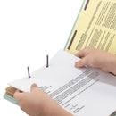 Smead Pressboard Classification Folders with SafeSHIELD Coated Fasteners, 2/5 Cut, 2 Dividers, Letter Size, Gray-Green, 10/Box