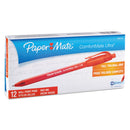 Paper Mate ComfortMate Ultra Ballpoint Pen, Retractable, Medium 1 mm, Red Ink, Red Barrel, Dozen