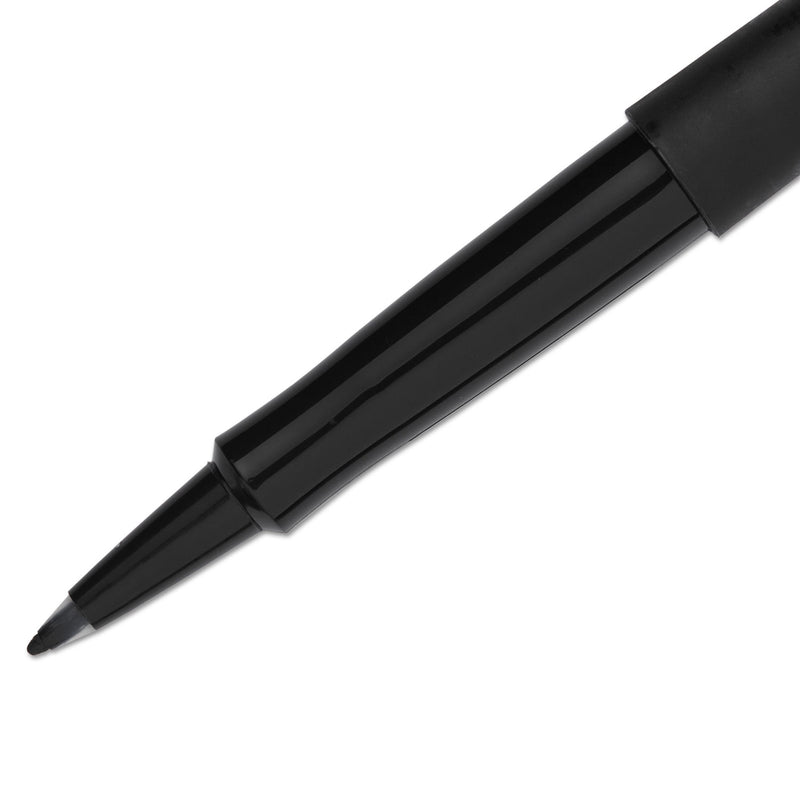 Paper Mate Point Guard Flair Felt Tip Porous Point Pen, Stick, Medium 0.7 mm, Black Ink, Black Barrel, Dozen