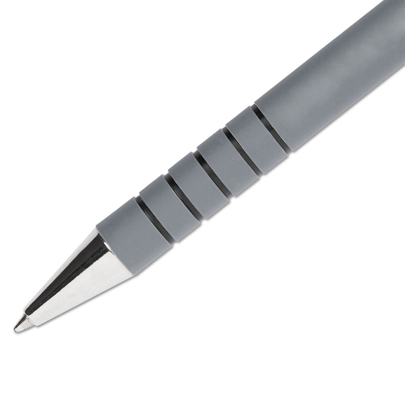 Paper Mate FlexGrip Ultra Ballpoint Pen, Retractable, Fine 0.8 mm, Black Ink, Gray/Black Barrel, Dozen